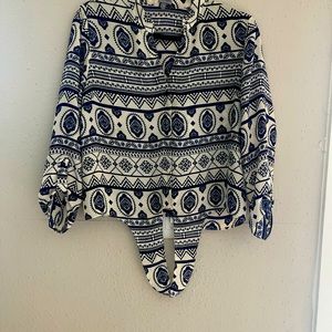 Charlotte russe blue and cream blouse